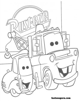 Guido and tow mater coloring pages car 2