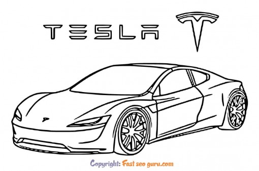 tesla model s coloring pages to printable