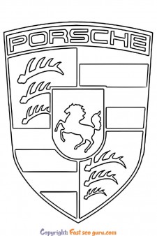 porsche car logo coloring page to print