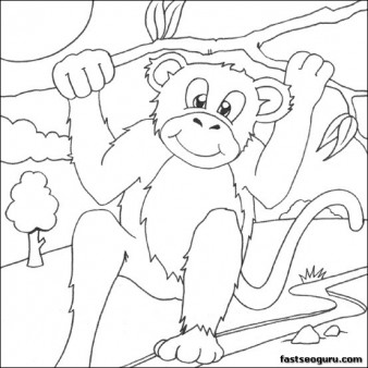 Print out monkey coloring page for kids book