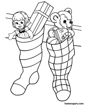Christmas stockings filled with toys coloring pages.