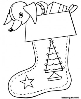 Coloring pages Christmas stockings filled with gifts