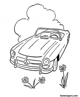 Free Coloring pages cabrio car printable for kids