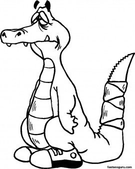 Print out coloring pages Alligator With Broken Tail 