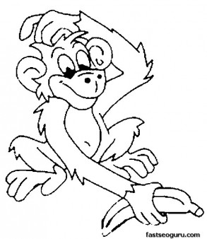 Free Print out coloring pages Monkeys for kids jungle
