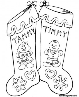Printable coloring pages christmas stocking Gingerbread