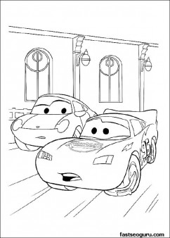 Printable coloring pages for kids McQueens and sally