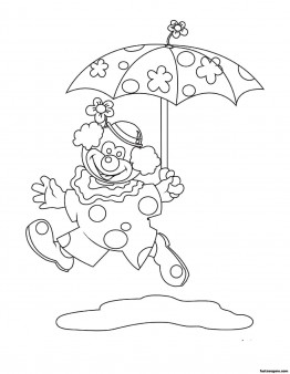 Free Printable coloring pages for kids clown umbrella