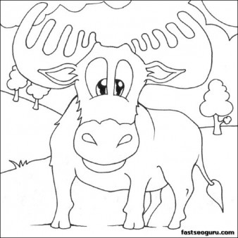 Print out for kids Moose Coloring Pages