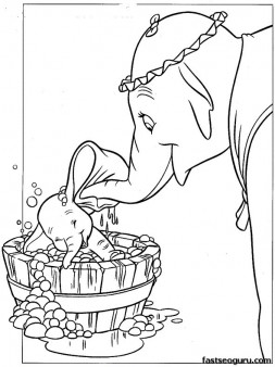Coloring pages Disney Characters Dumbo and Mrs Jumbo