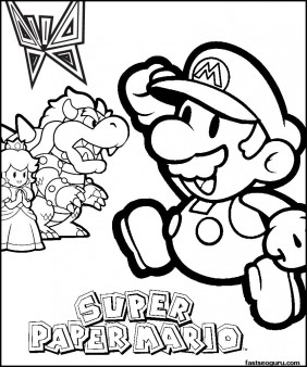 Coloring pages Spuer mario Bowser and Princess Toadstool