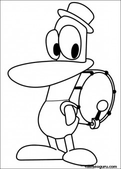 Printablecoloring pages cartoon characters Pato plays drums