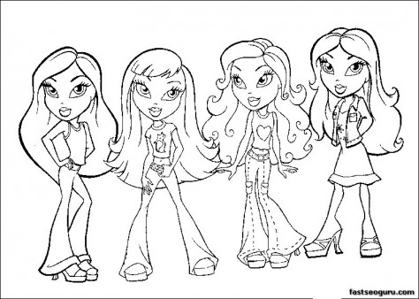Printable Bratz coloring pages for girls