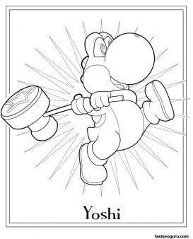 Free printable Mario Coloring sheet yoshi for kids