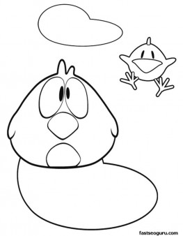 Print out coloring pages pocoyo Sleepy Bird and Baby Bird