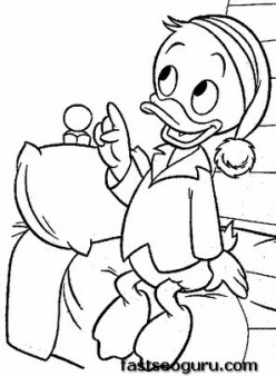 Printablecoloring pages Donald Duck and his nephews Huey