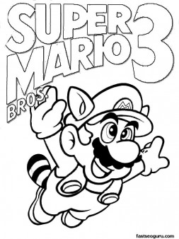 Printable coloring pages Super Mario 3