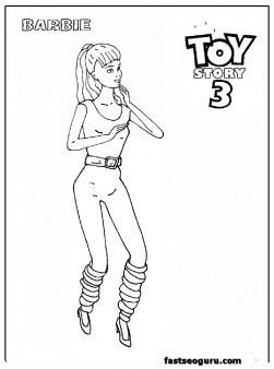 Barbie  toy story 3 coloring page  for kids