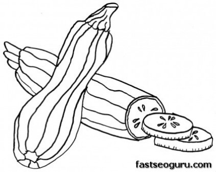 Printable Vegetable Zucchini Coloring Pages
