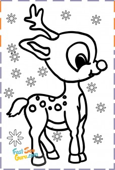 Christmas Baby Reindeer Printable Coloring pages