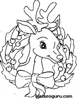 Printable coloring pages of Christmas Reindeer face