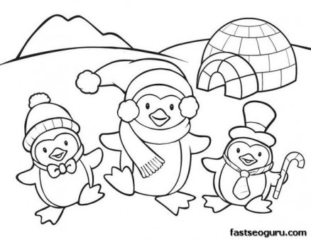 Printable coloring pages animal penguins for kids