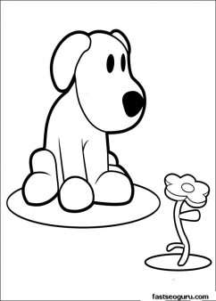 Printable coloring pages pocoyo Loula playing with flower
