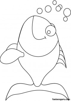 Printable happy fish coloring page