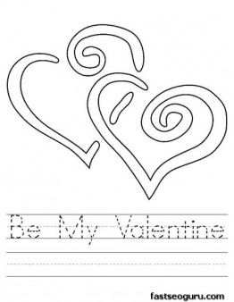 Printable Be My Valentine worksheet coloring page