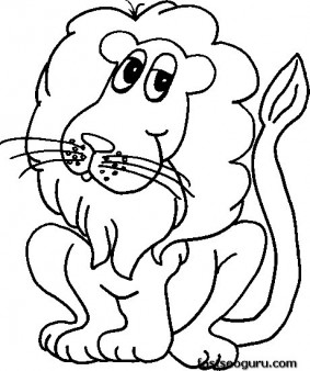 Printable animal coloring pages of king of jungle lion for kids