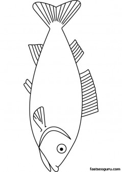 Printable Sea Fish torsk coloring page for kids