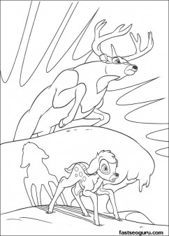 Printable Bambi and The Great Prince coloring pages 