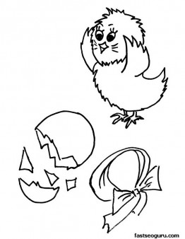 Printable Easter  New Born Chick coloring page for kids