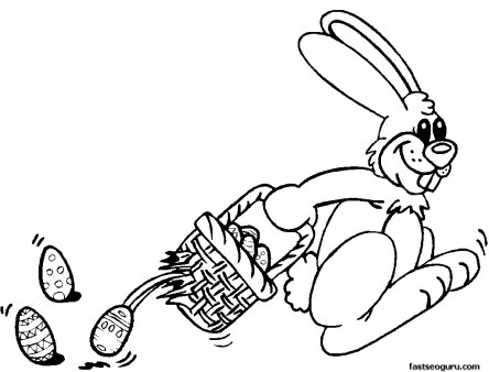 Print out Bunny With Basket Coloring sheet