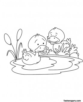 Printable Baby duck Coloring page for childrens