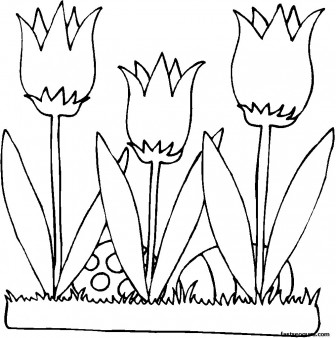 Printable Easter Eggs And flowers Lilies Coloring Page for kids