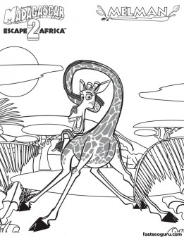Printable Madagascar 2 Giraffe Melman coloring page