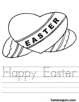 Printable Happy Easter Hearts coloring pages for kids
