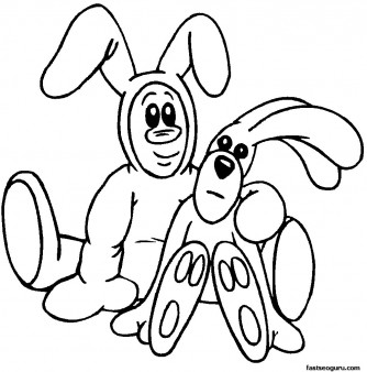 Printable Easter Man In Bunny Costume Coloring Pages