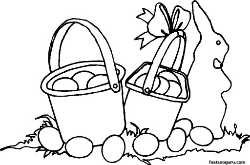 Printable Two Easter Baskets Coloring Pages