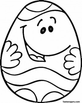 Printable happy Easter egg to decorate coloring pages.