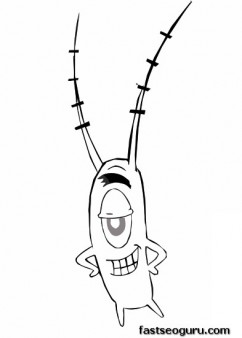 Printable Cartoon SpongeBob plankton coloring pages for kids