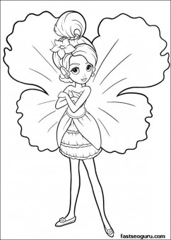 Printable barbie thumbelina Chrysella coloring pages 