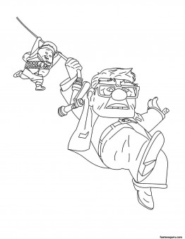 Printable Disney up Carl Fredricksen,Russell coloring pages