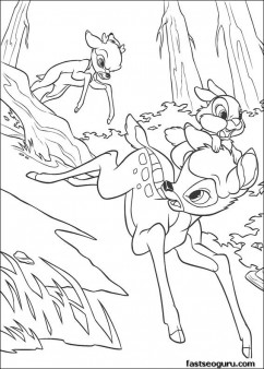 Printable Bambi and friend Thumper Faline coloring pages