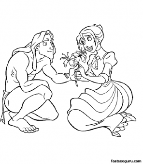 Printable Disney Tarzan And Jane Cartoons Coloring Pages