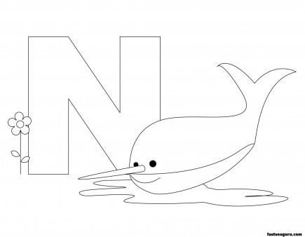  Printable Animal Alphabet worksheets Letter N is for Nurse Shark