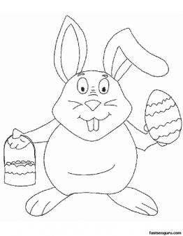 Printable Coloring Pictures of Easter egg and Bunny