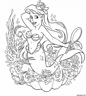 Printable disney ariel little mermaid coloring page