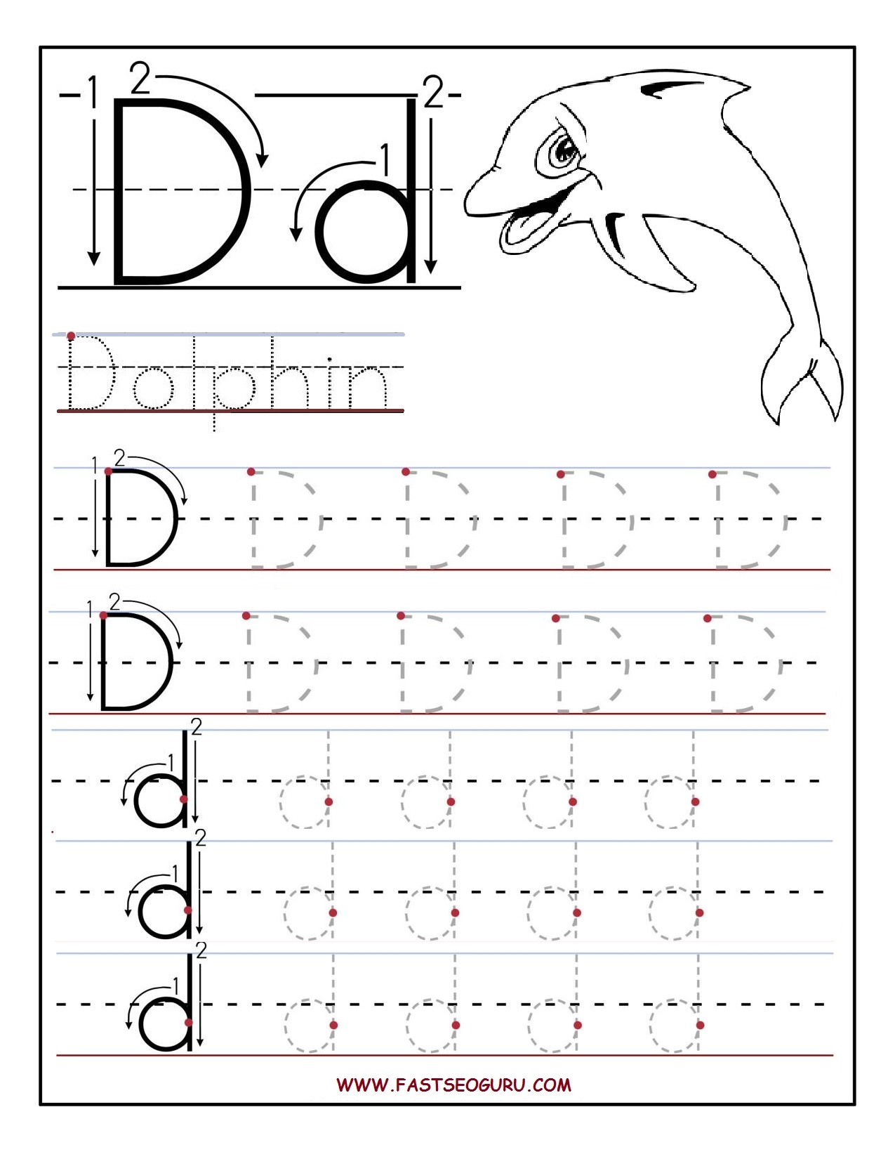 Printable letter D tracing worksheets for preschool Within Letter D Worksheet For Preschool